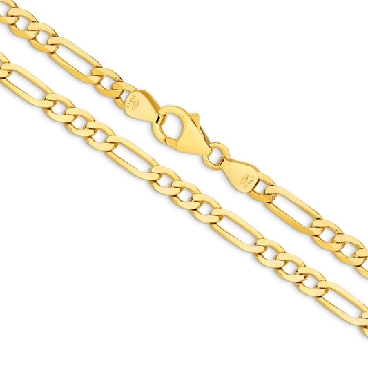 Levont Yellow Gold Flat Diamond Cut Figaro 1+3 Chain