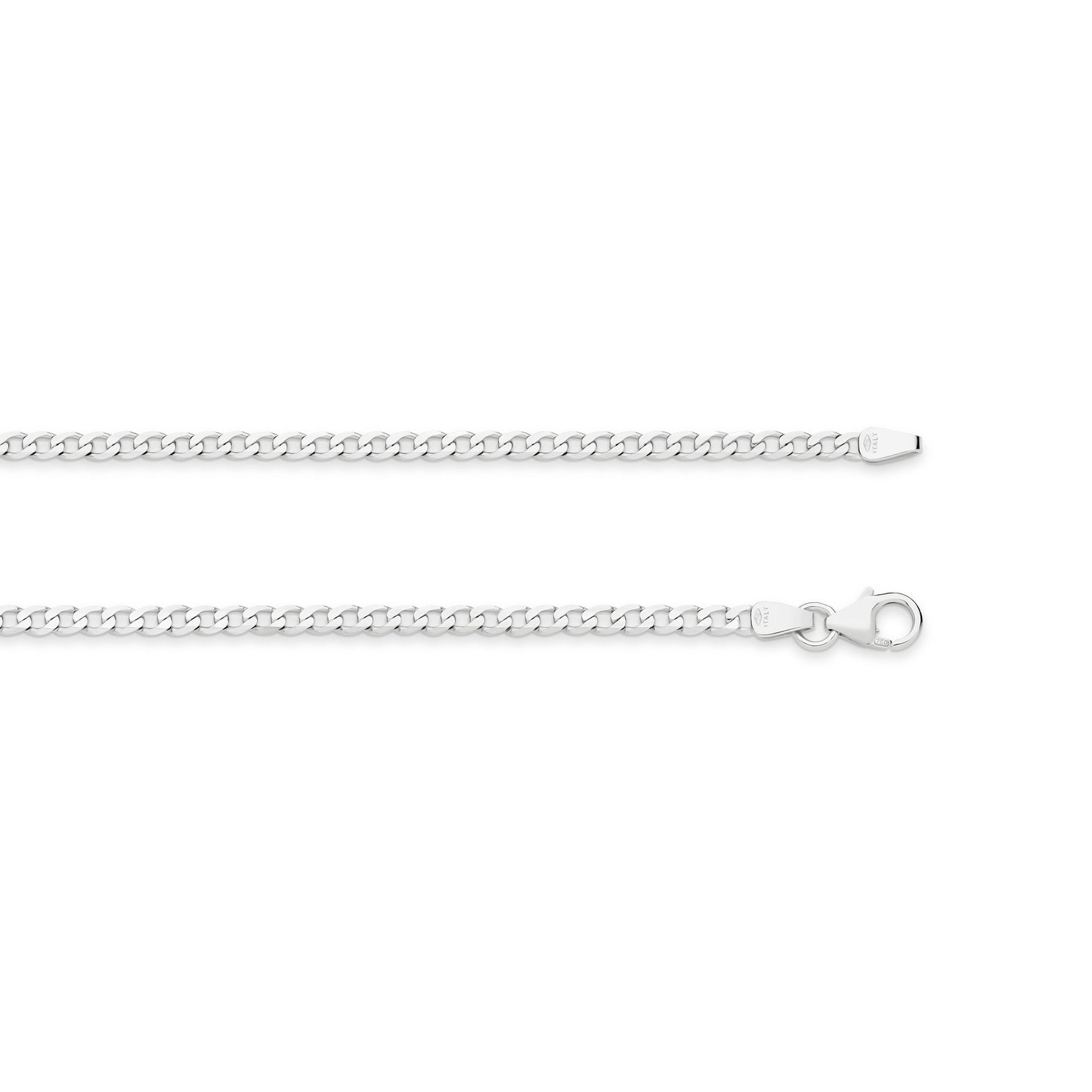 Levont White Gold Diamond Cut Flat Curb Chain