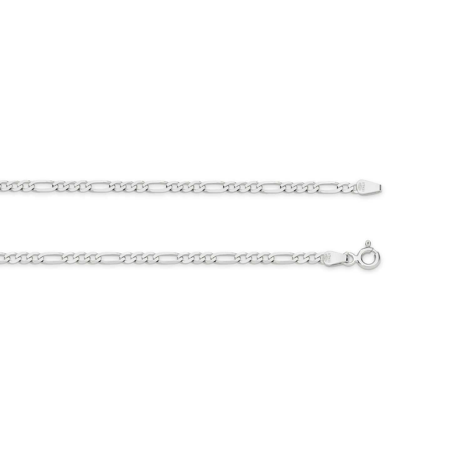 Levont White Gold Flat Diamond Cut Figaro 1+3 Chain