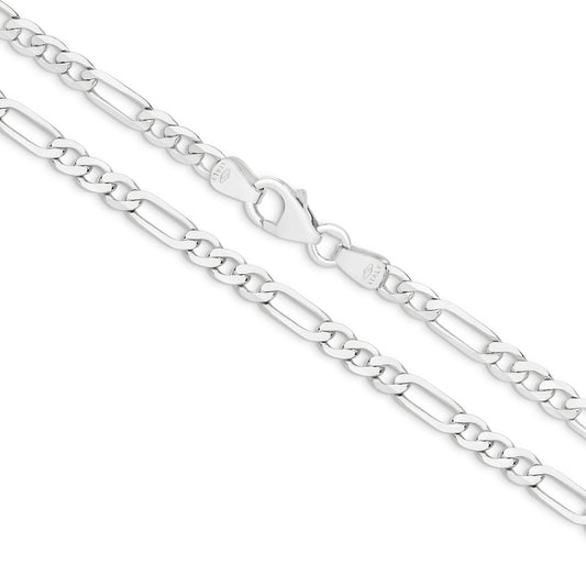 Levont White Gold Flat Diamond Cut Figaro 1+3 Chain