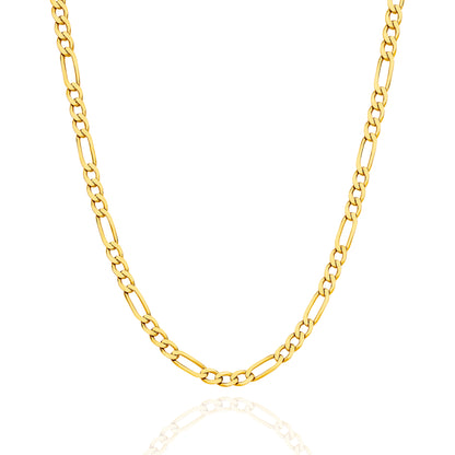 Levont Yellow Gold Flat Diamond Cut Figaro 1+3 Chain