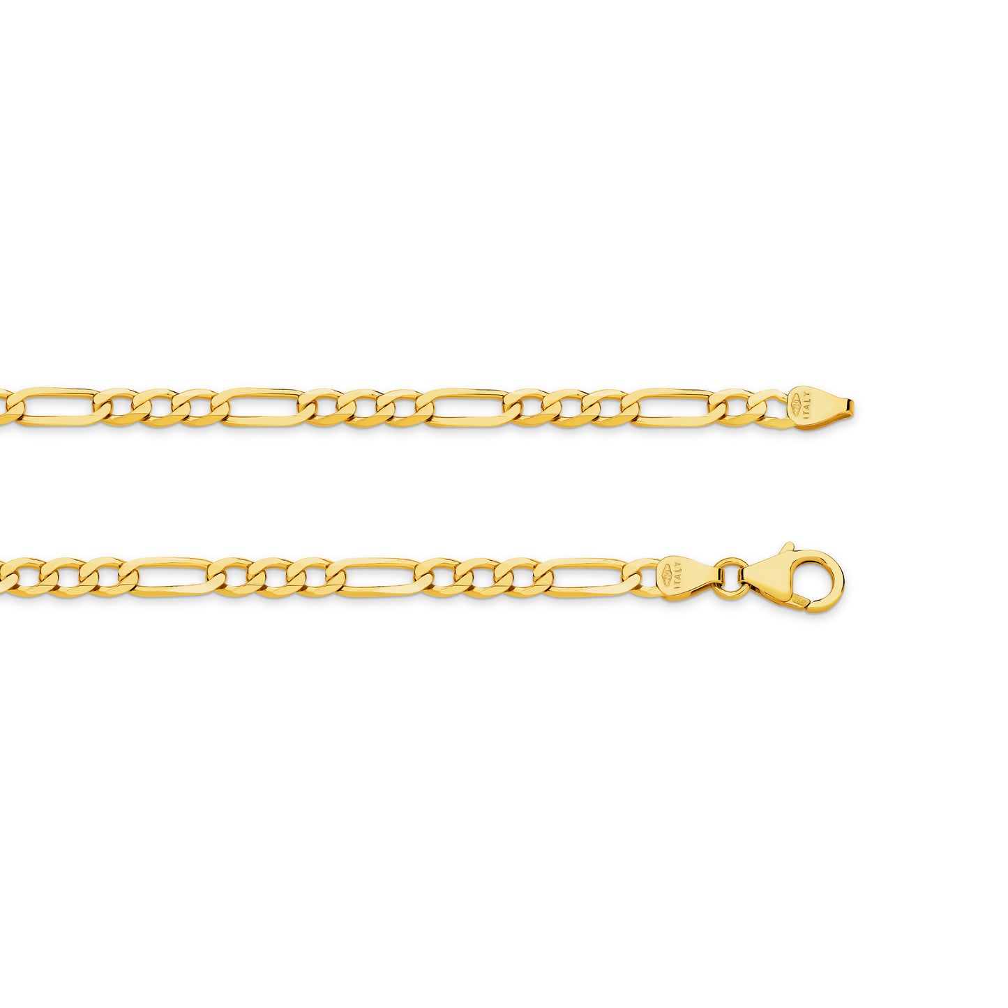 Levont Yellow Gold Flat Diamond Cut Figaro 1+3 Chain