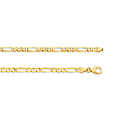 Levont Yellow Gold Flat Diamond Cut Figaro 1+3 Chain
