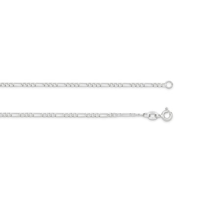 Levont White Gold Flat Diamond Cut Figaro 1+3 Chain