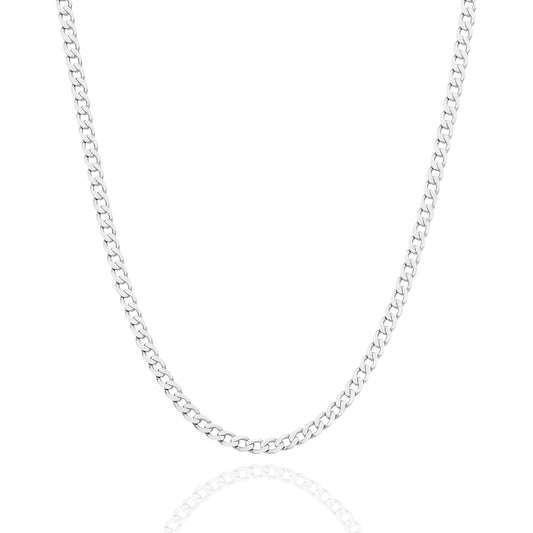 Levont White Gold Diamond Cut Flat Curb Chain