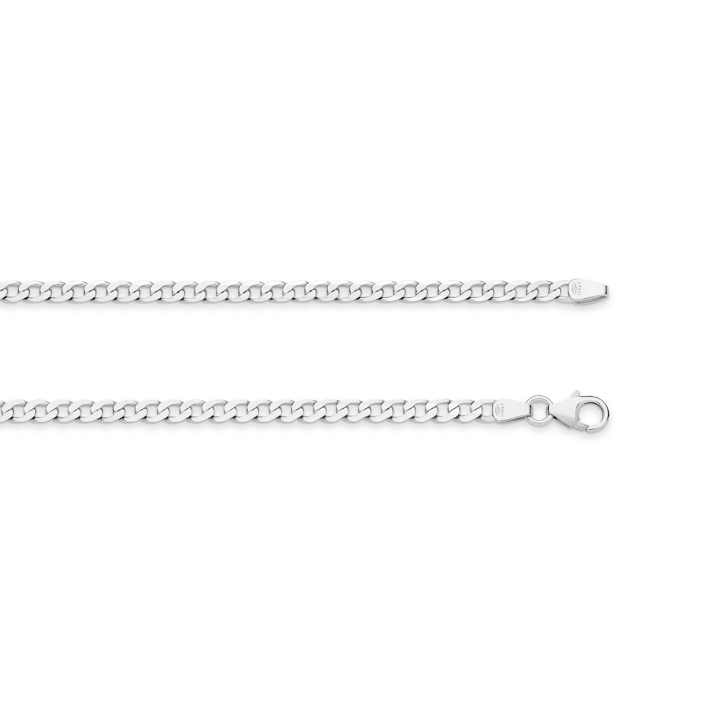 Levont White Gold Diamond Cut Flat Curb Chain