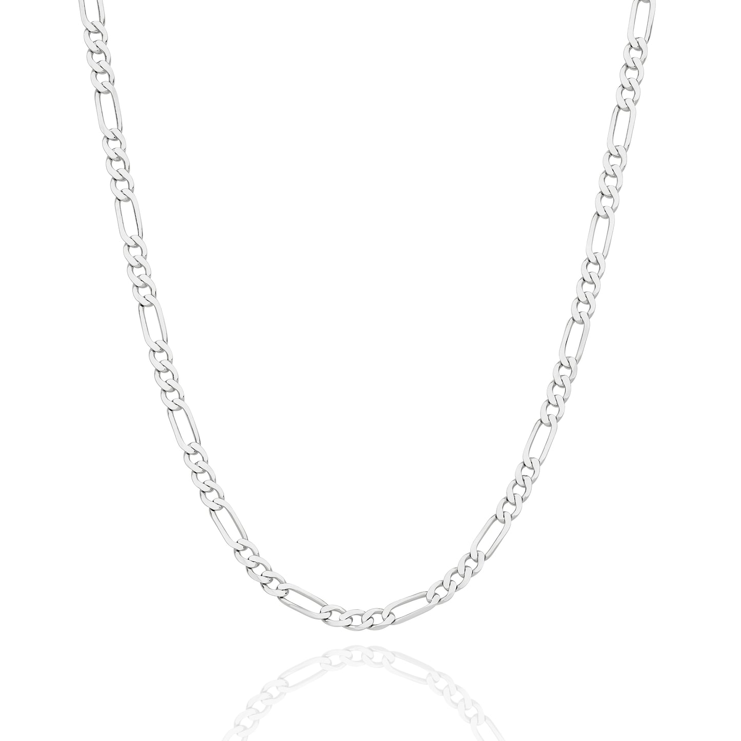 Levont White Gold Flat Diamond Cut Figaro 1+3 Chain