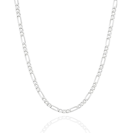 Levont White Gold Flat Diamond Cut Figaro 1+3 Chain