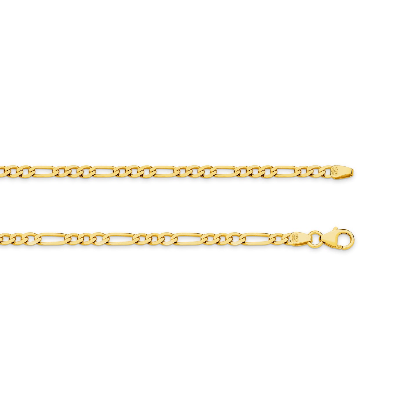Levont Yellow Gold Flat Diamond Cut Figaro 1+3 Chain